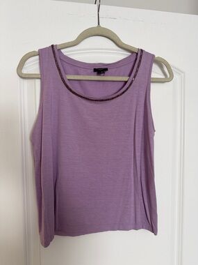 Talbots Lavender Sleeveless Tank with Beaded Neckline